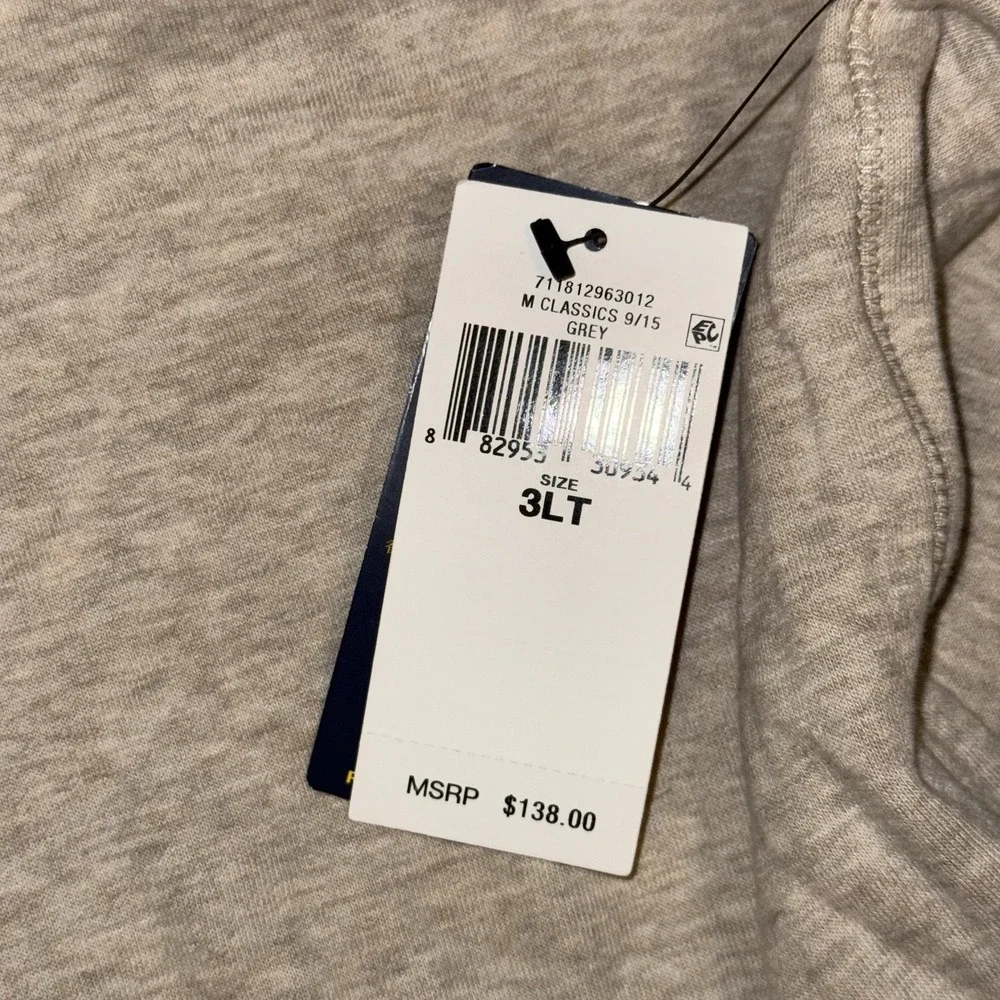 NWT Polo Ralph Lauren Performance‎ 1/4 Zip Pullover Men's 3XLT Grey Beige Soft